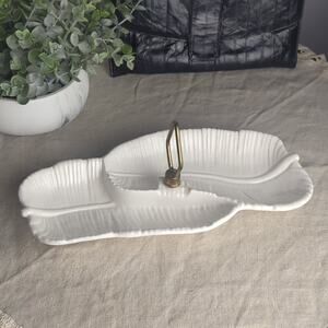 Vintage California Pottery Leaf Relish Dish Mid Century Jewelry Display